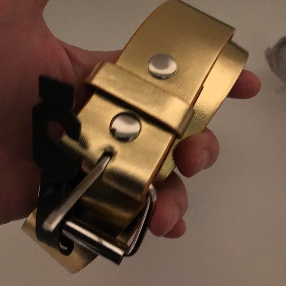 New Gold Belt Leather removable Buckle Sz S M L XL